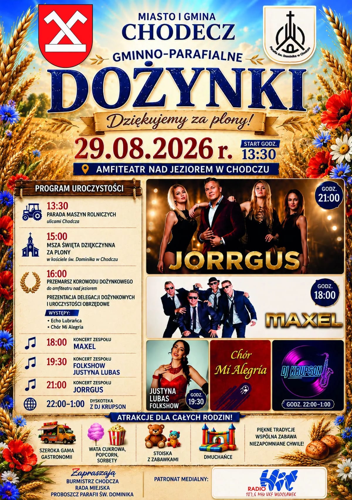 Plakat: Dożynki Gminno-Parafialne w Chodczu 2026
