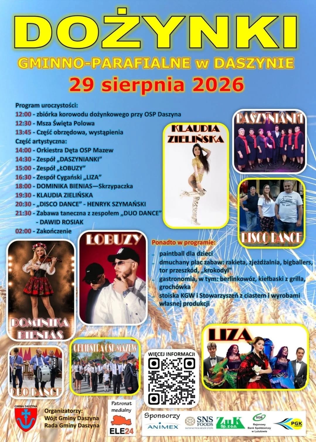 Plakat: Dożynki Gminno-Parafialne w Daszynie 2026