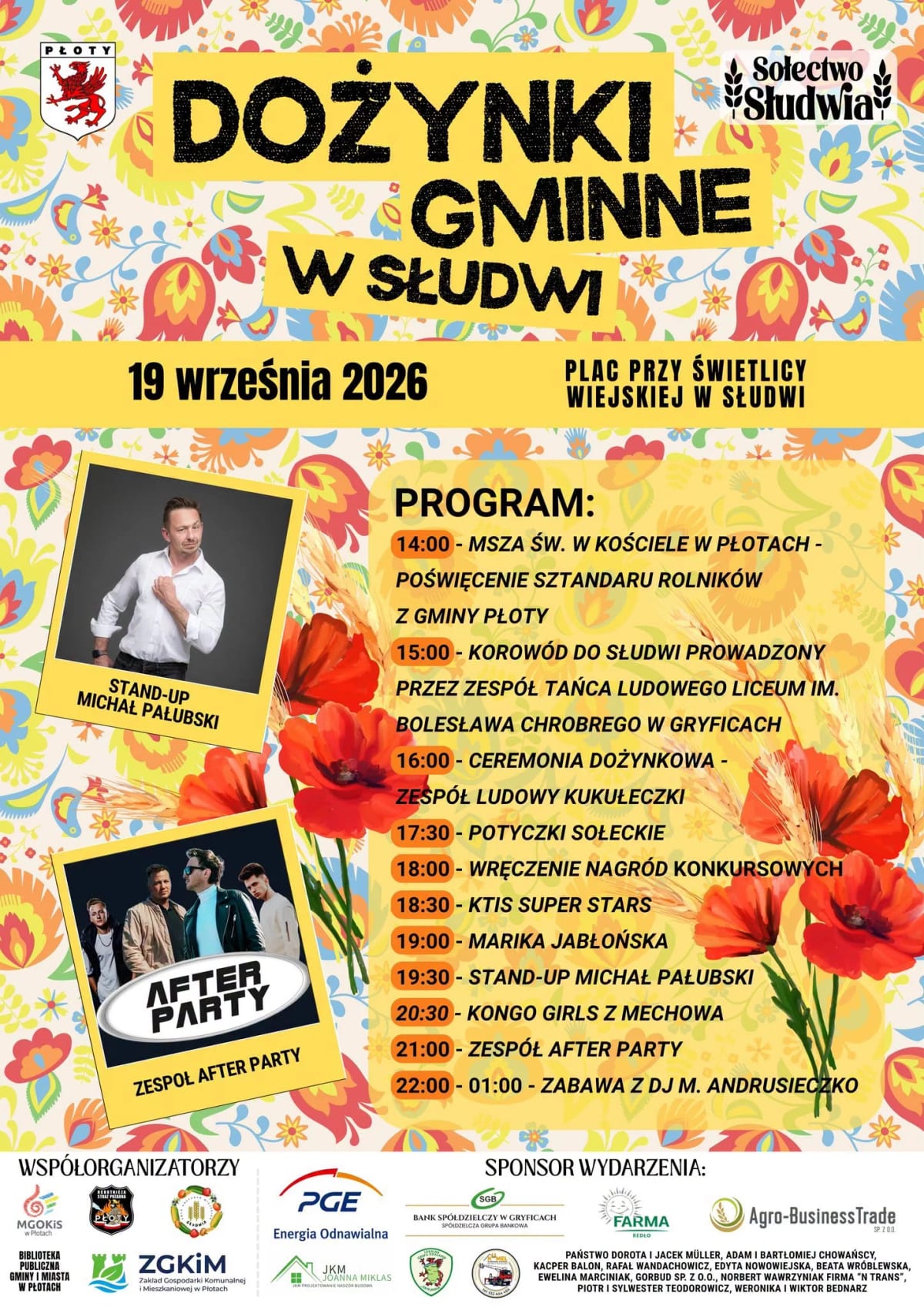 Plakat: Dożynki Gminne w Śludwi 2026 (gmina Płoty)
