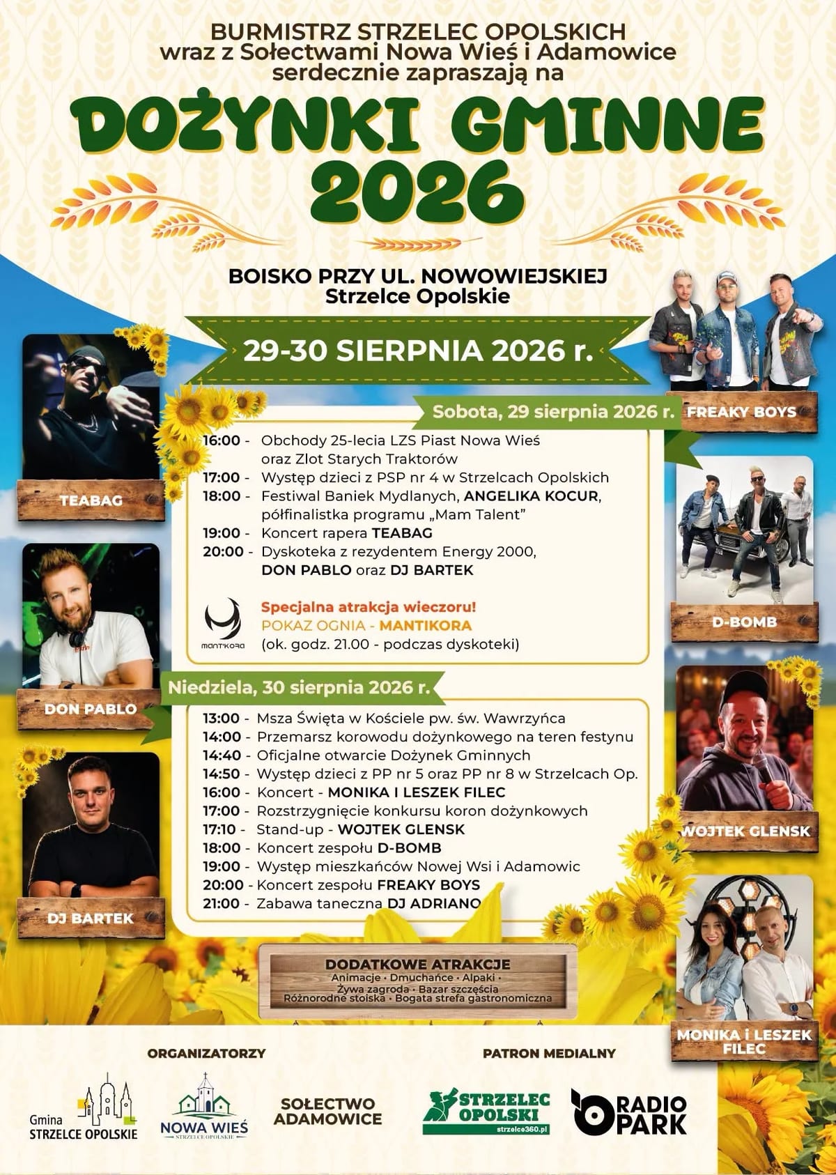 Plakat: Dożynki Gminne Strzelce Opolskie 2026 (29–30 sierpnia)